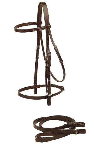 Tory Leather Company 1/2" Flat English Bridle with Flat Reins